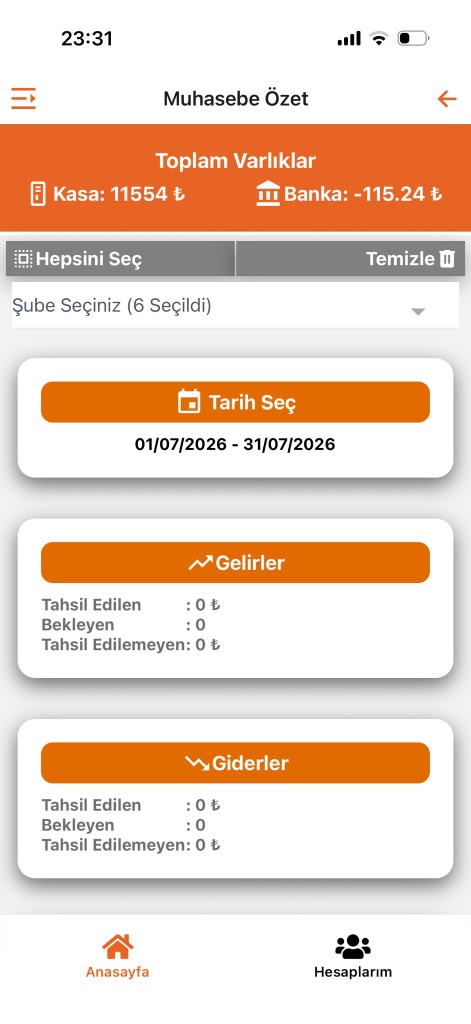 Aidat ve Muhasebe Ekranı