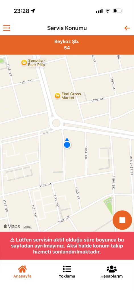 Servis Takip Ekranı